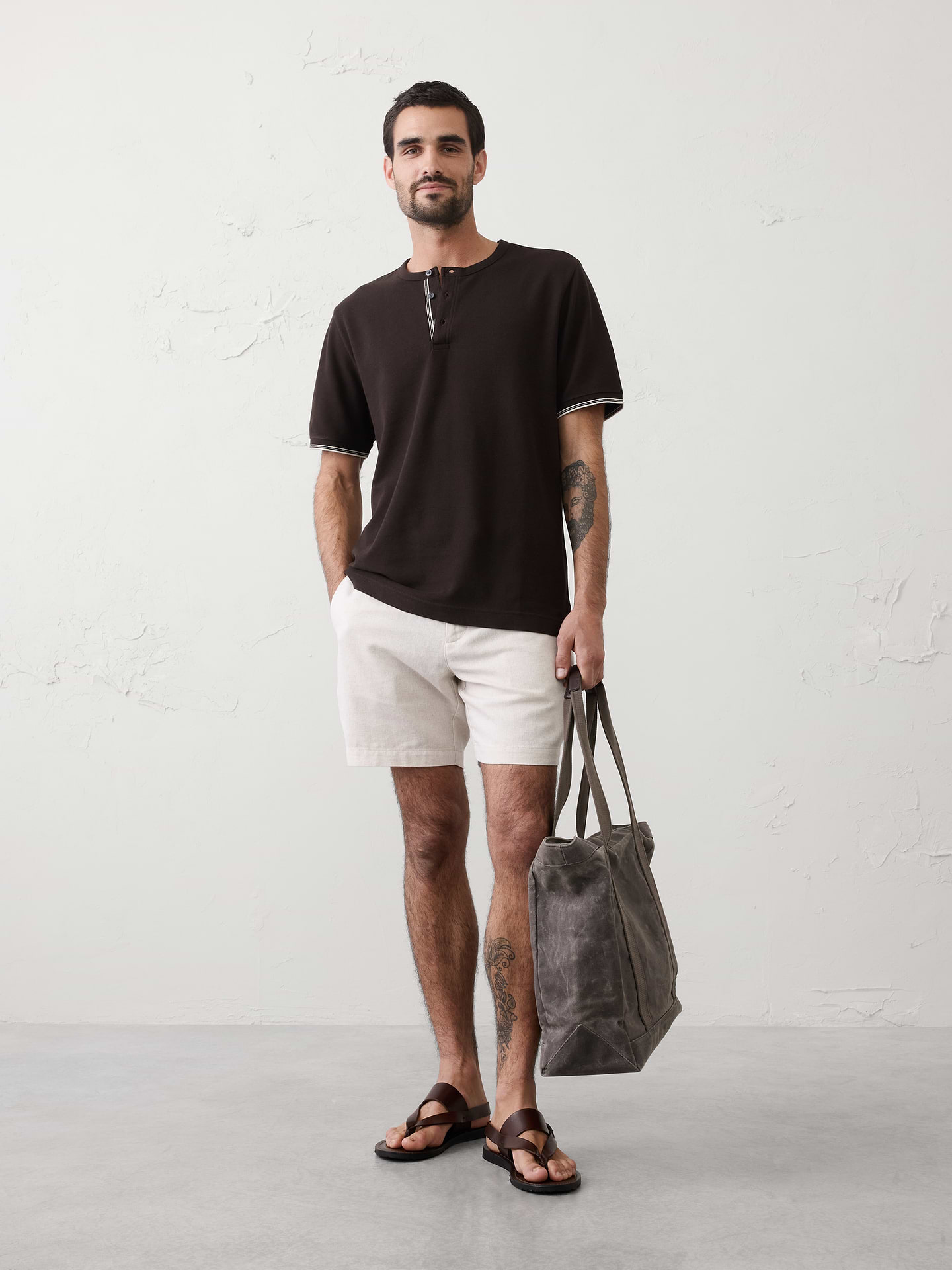 Image number 1 showing, Standard-Fit Textured Tipped Henley