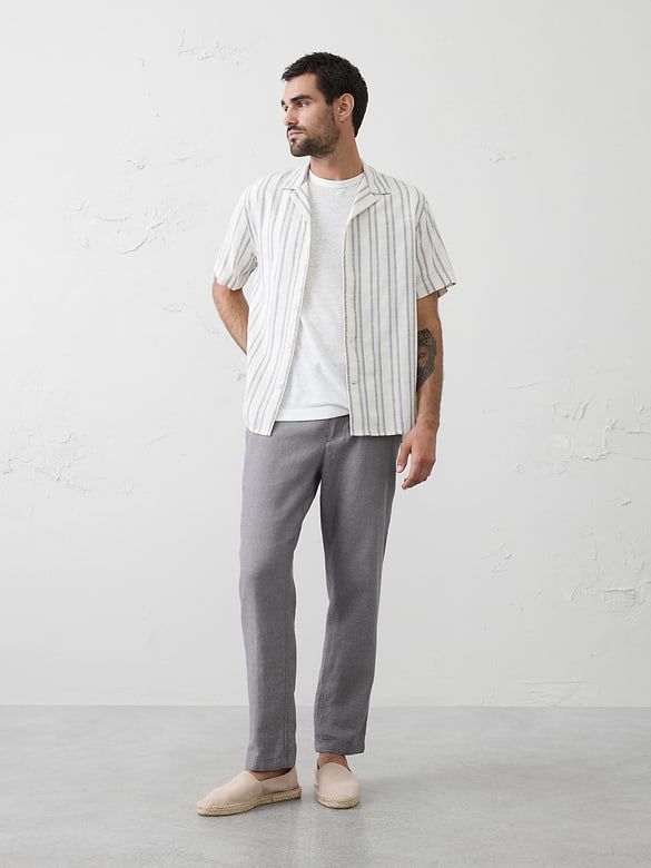 Slim-Straight Linen-Blend Trouser