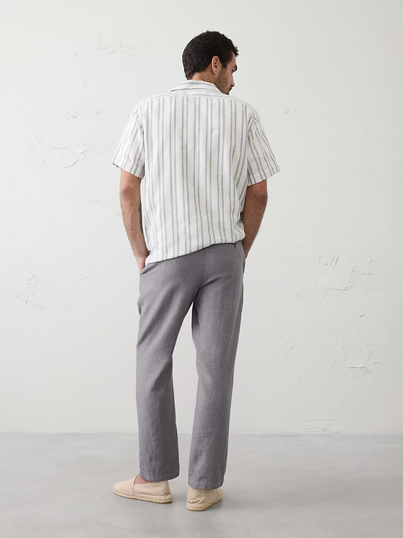 Slim-Straight Linen-Blend Trouser