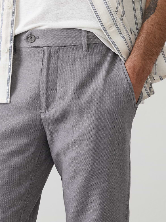 Slim-Straight Linen-Blend Trouser