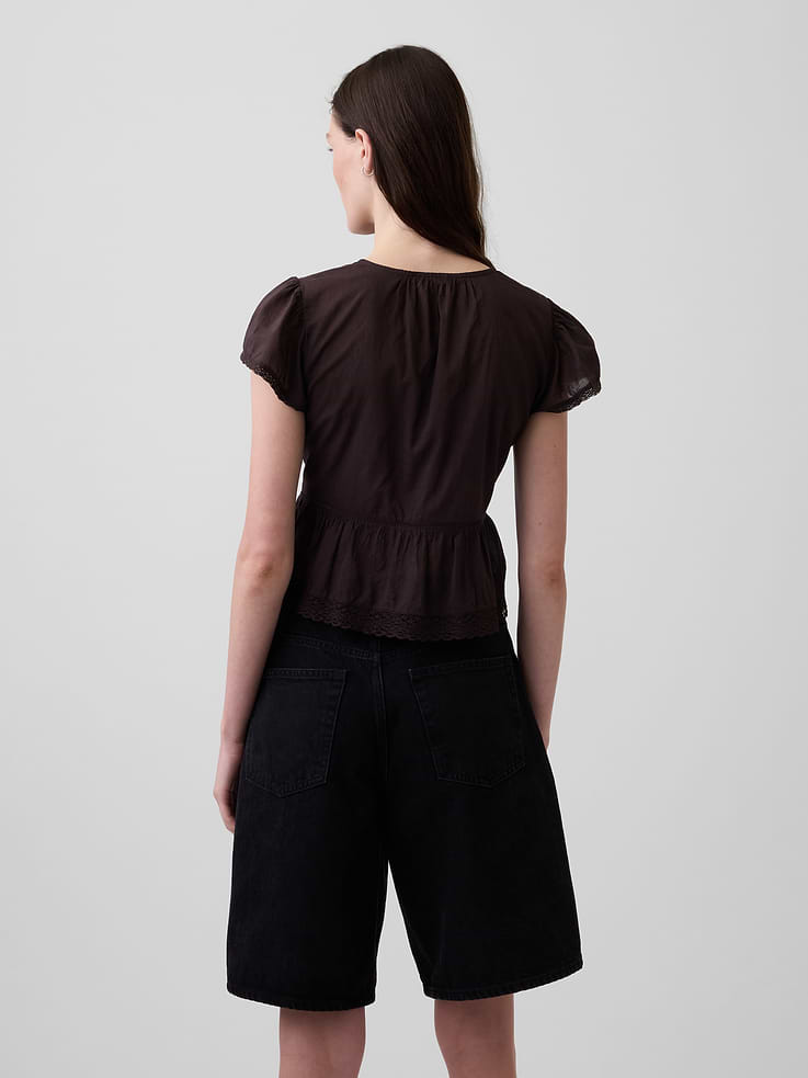 Image number 3 showing, Lace Voile Peplum Crop Top