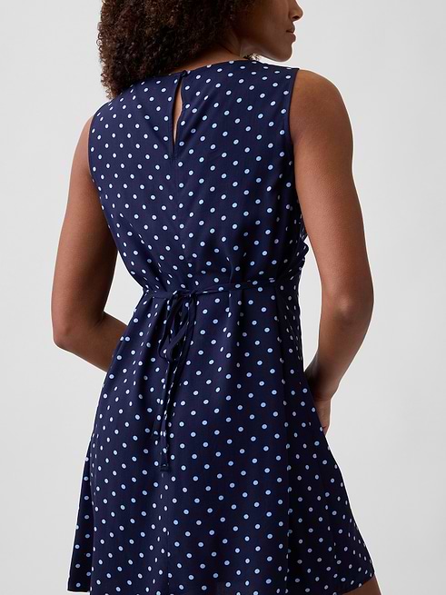 Gap Factory Women's Print Sleeveless Mini Dress Tonal Blue Dot Size S
