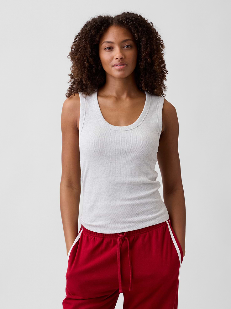 Image number 1 showing, Ribbed Scoopneck Tank Top