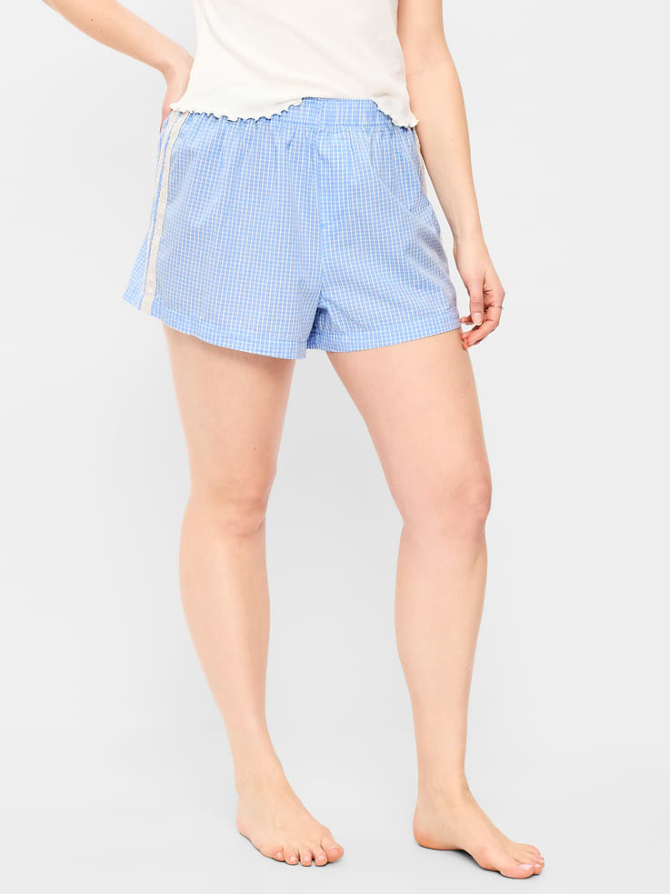 Image 6 of 9, Eyelet-Trim Boxer Pajama Shorts