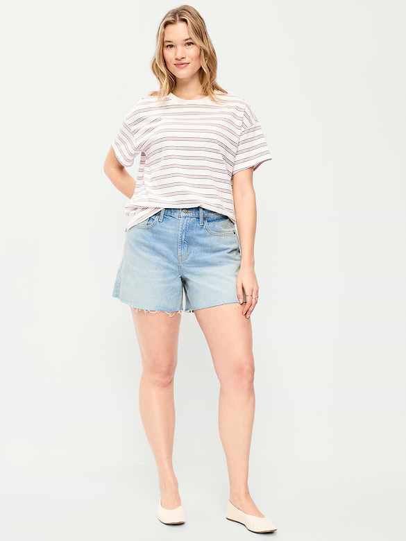 High-Waisted Baggy Jean Shorts -- 5-inch inseam