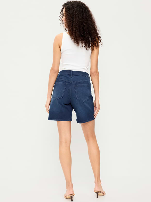 Short Wow en denim à taille haute, entrejambe de 7 cm