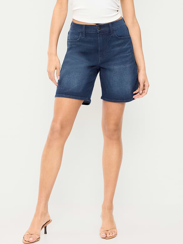 Short Wow en denim à taille haute, entrejambe de 7 cm