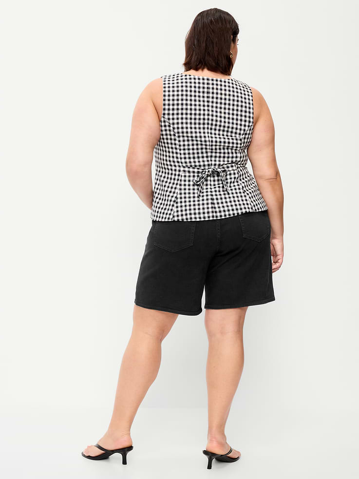Image number 8 showing, High-Waisted Wow Jean Shorts -- 9-inch inseam