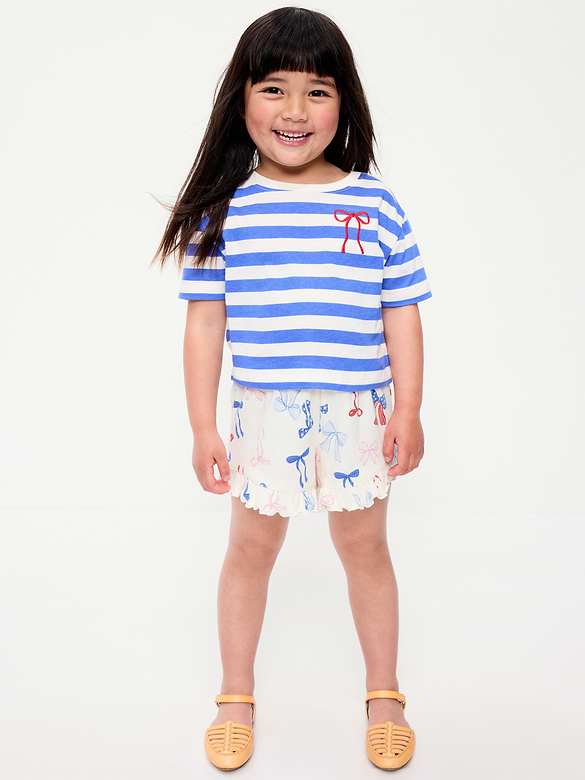 Ribbed Ruffled Shorts for Toddler Girls