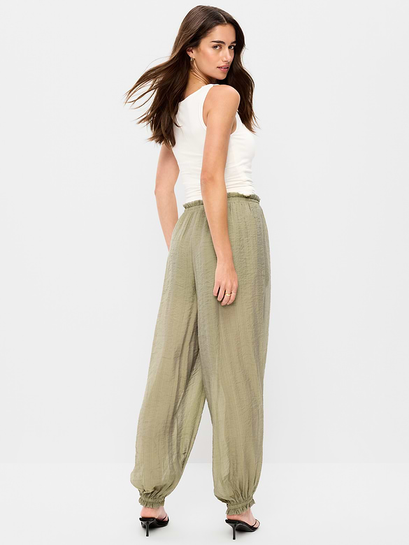 High-Waisted Sheer Chiffon Harem Pants