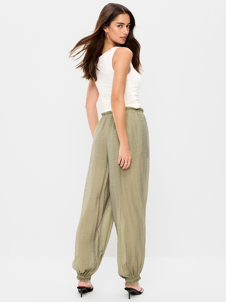 Image number 3 showing, High-Waisted Sheer Chiffon Harem Pants