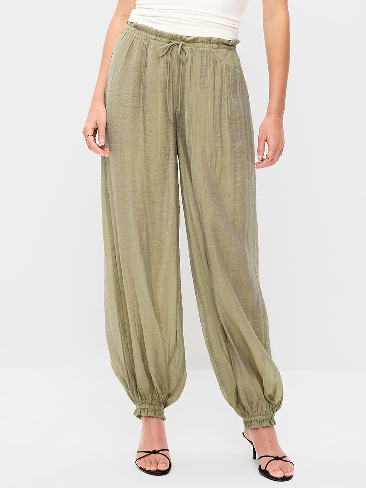 Image number 2 showing, High-Waisted Sheer Chiffon Harem Pants