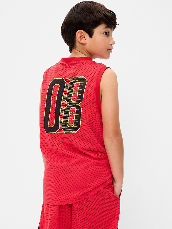 Mesh Graphic Basketball Tank Top for Boys