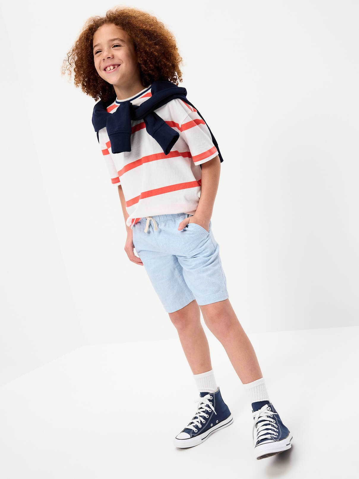 Image 3 of 5, Knee Length Linen-Blend Dock Shorts for Boys