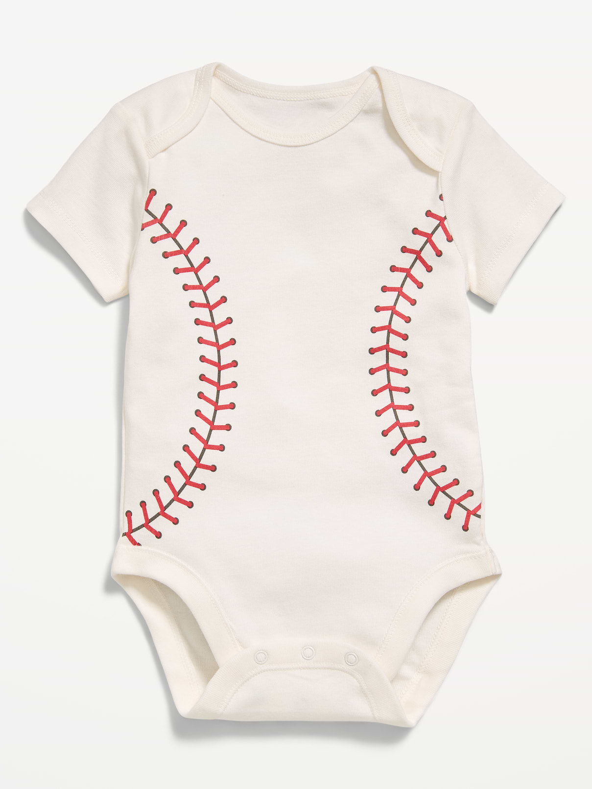 Image 1 of 1, envelope neckline, short sleeves, logo-graphic at front, snaps at inseam, Product #883203