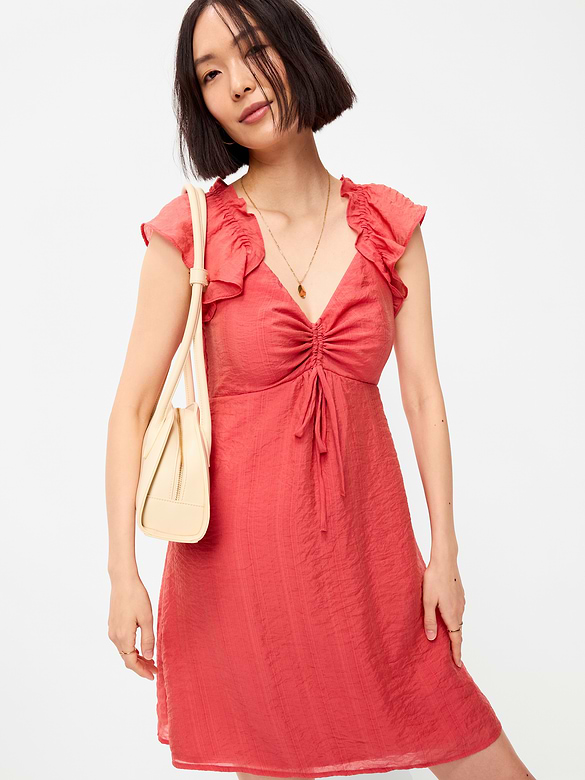 Flutter-Sleeve Fit & Flare Mini Dress