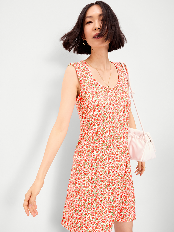 Short-Sleeve Scoop-Neck Mini Dress
