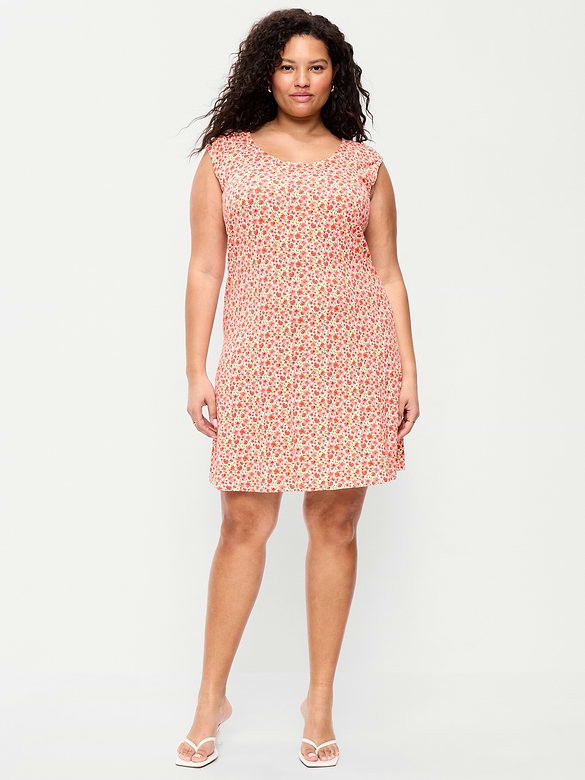 Short-Sleeve Scoop-Neck Mini Dress