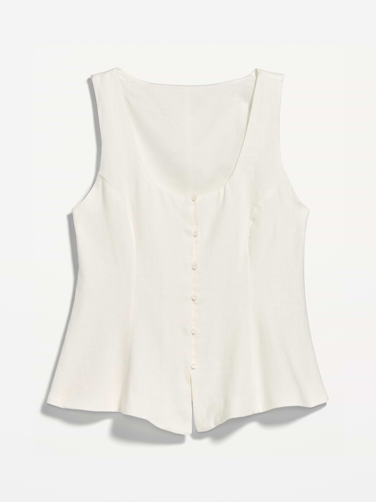 Image number 9 showing, Button-Down Linen Blend Top