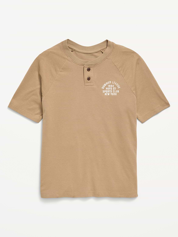 Softest Short-Sleeve Graphic Henley T-Shirt for Boys