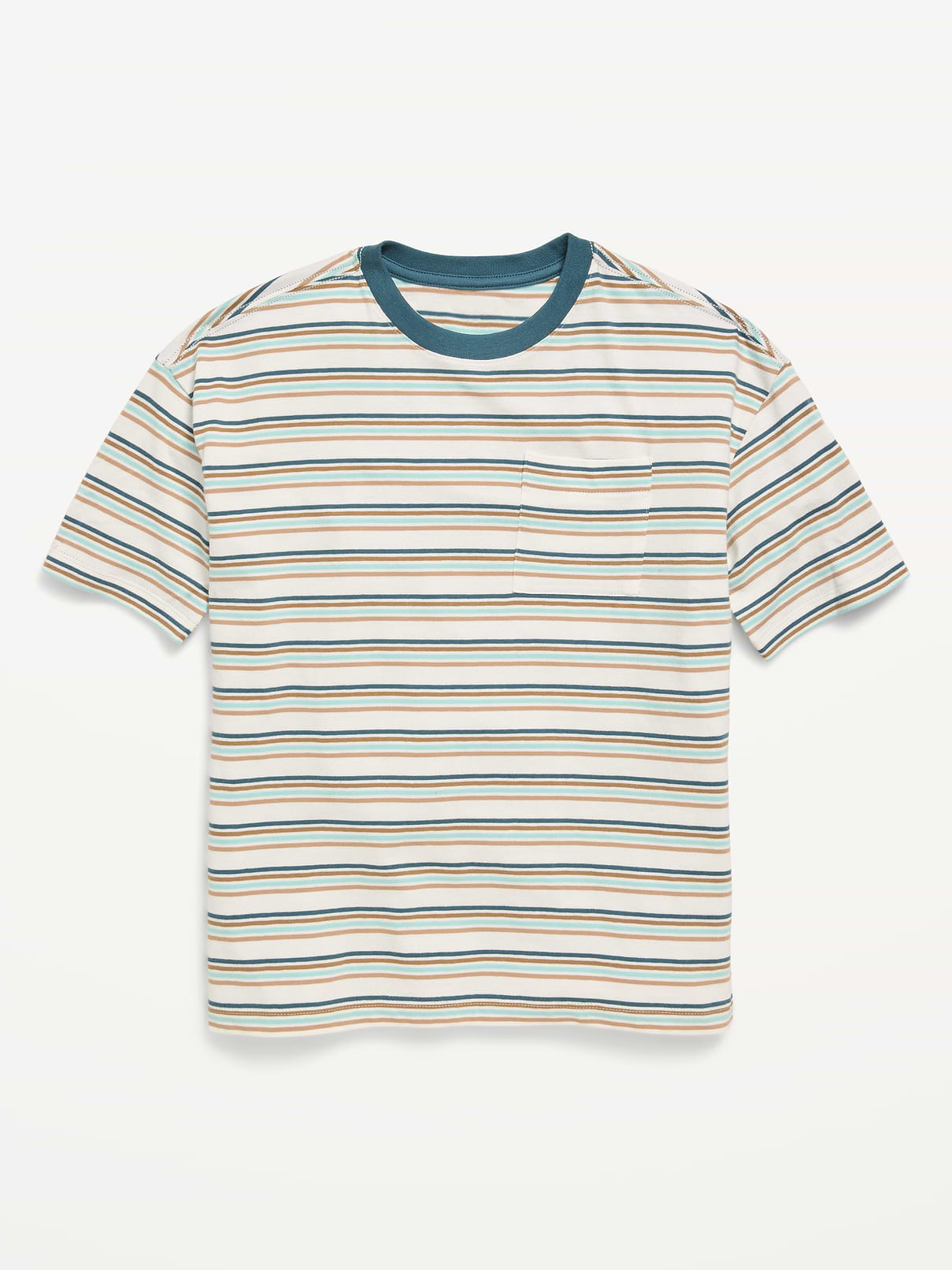 Image number 1 showing, Oversized Short-Sleeve Striped T-Shirt for Boys
