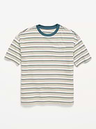 Image number 1 showing, Oversized Short-Sleeve Striped T-Shirt for Boys