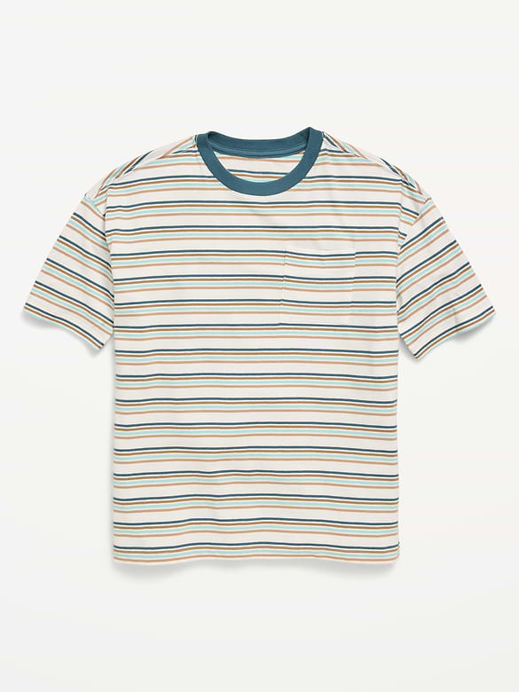 Oversized Short-Sleeve Striped T-Shirt for Boys