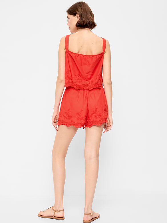 Shorts à taille haute à bordure en dentelle