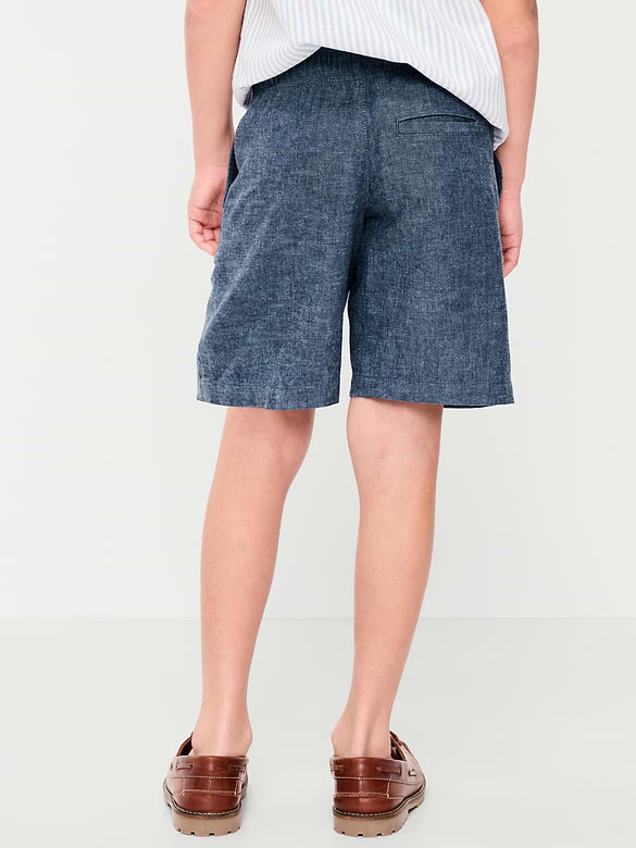 Knee Length Linen-Blend Dock Shorts for Boys