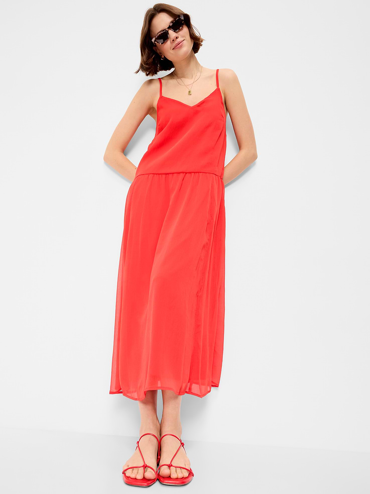L'image numéro 3 présente Robe longue en chiffon à taille tombante