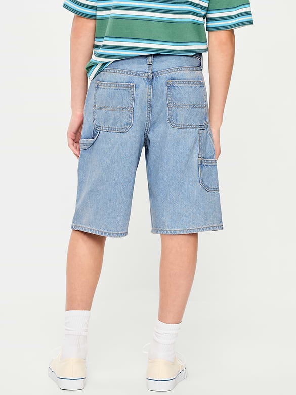 Below Knee Super Baggy Utility Jean Shorts for Boys