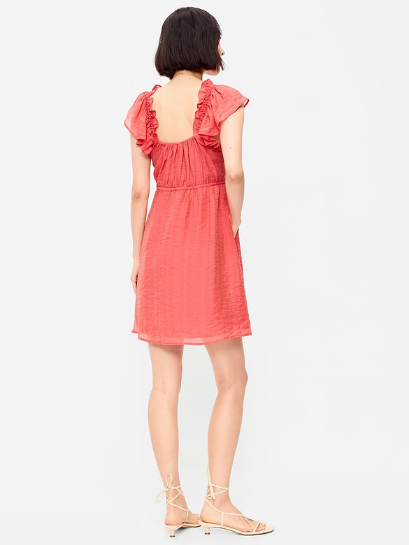 Flutter-Sleeve Fit & Flare Mini Dress