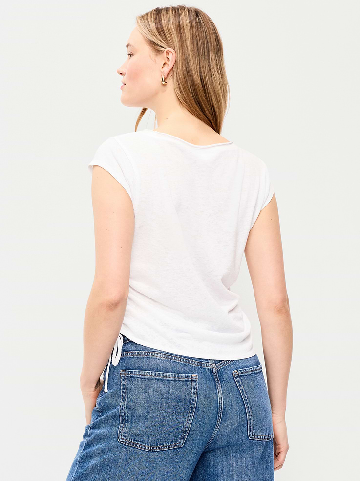 Image number 7 showing, Cap-Sleeve Shirred Side Top