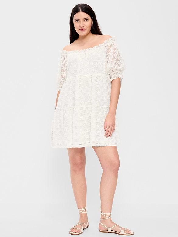 Off-The-Shoulder Lace Mini Dress