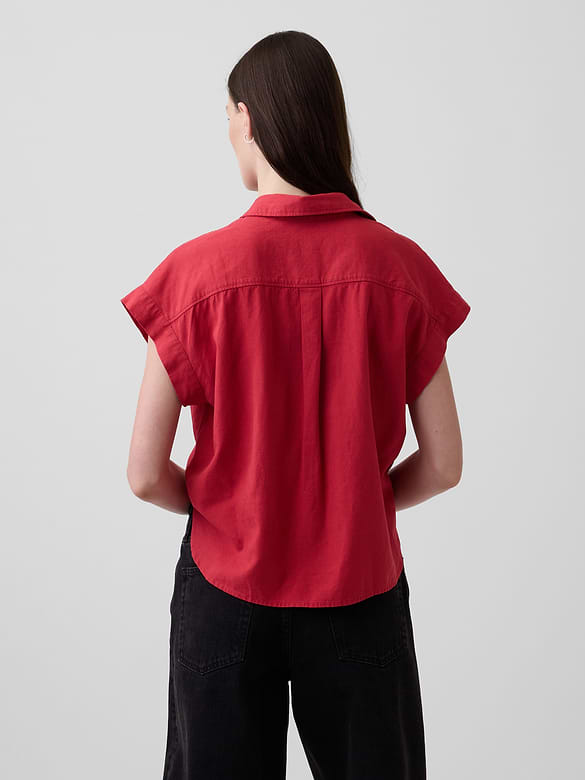 Linen-Blend Oversized Shirt