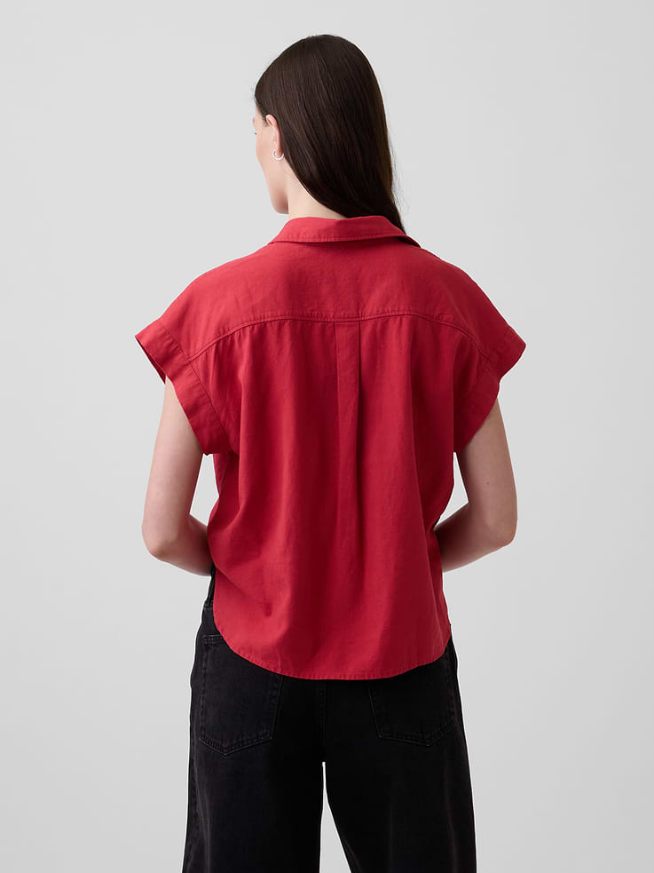 Image number 3 showing, Linen-Blend Oversized Shirt
