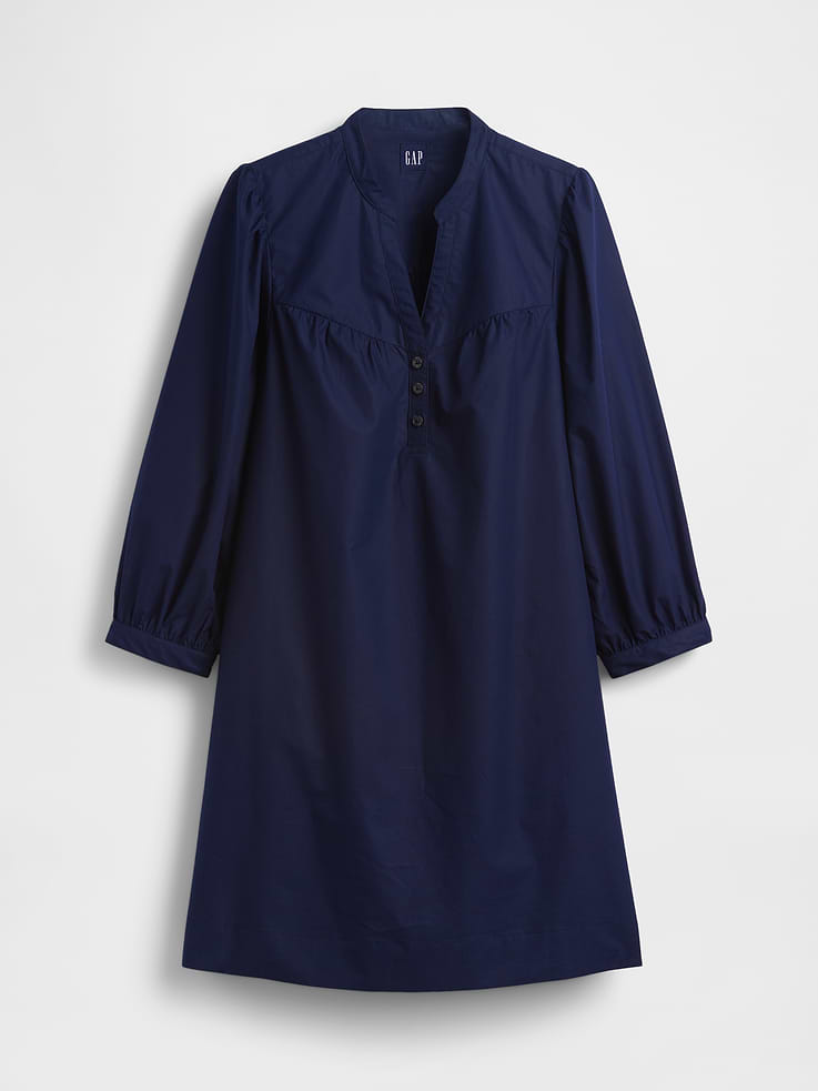 Image number 5 showing, Poplin Henley Mini Dress
