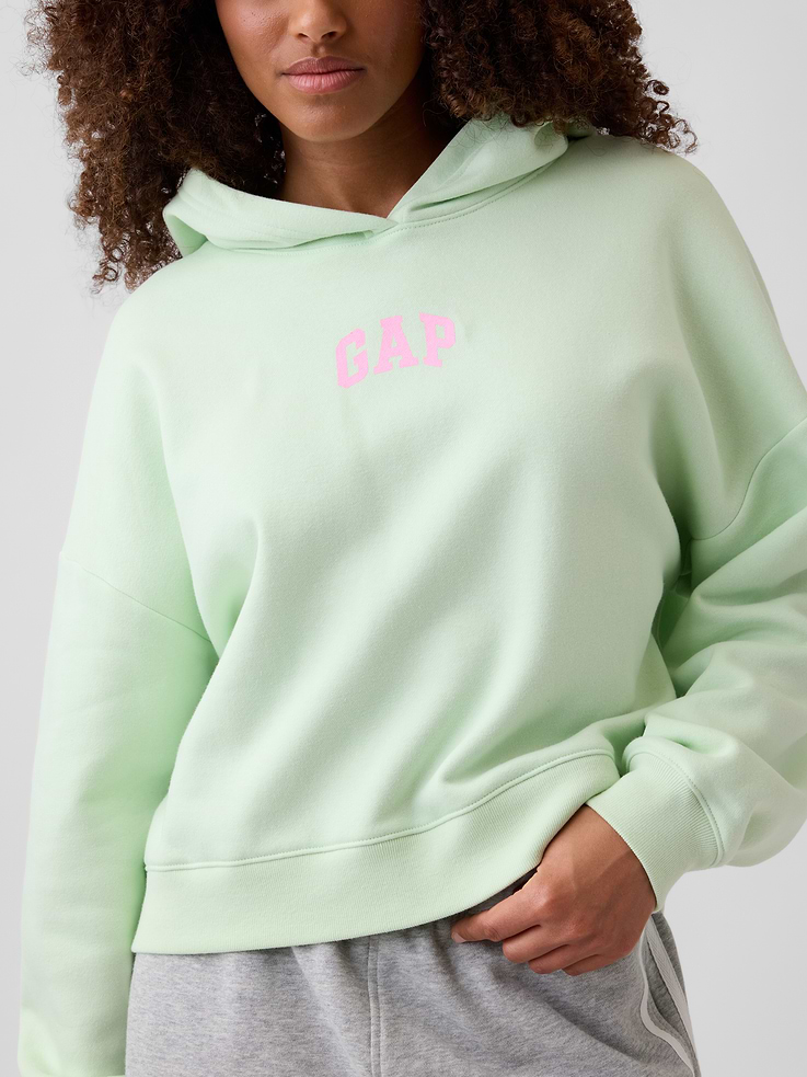 Image 4 of 5, Relaxed Gap Mini-Logo Cropped Hoodie