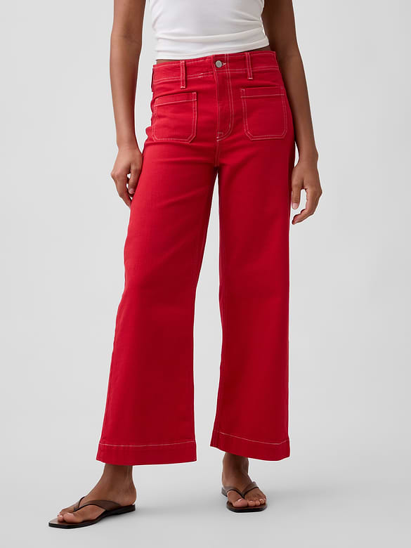 High Rise Wide-Leg Crop Jeans