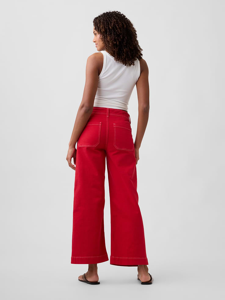 Image 4 of 5, High Rise Wide-Leg Crop Jeans