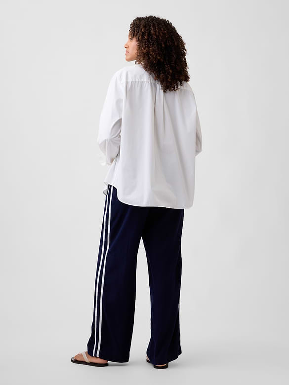 Linen-Blend Stripe Wide-Leg Pants
