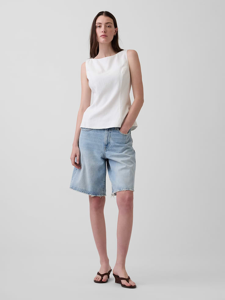 Image number 2 showing, Linen-Blend Boatneck Top