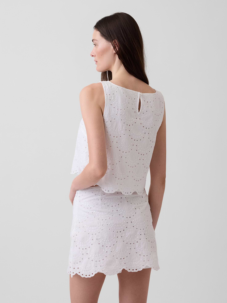 Image number 3 showing, Eyelet Crop Shell Tank Top