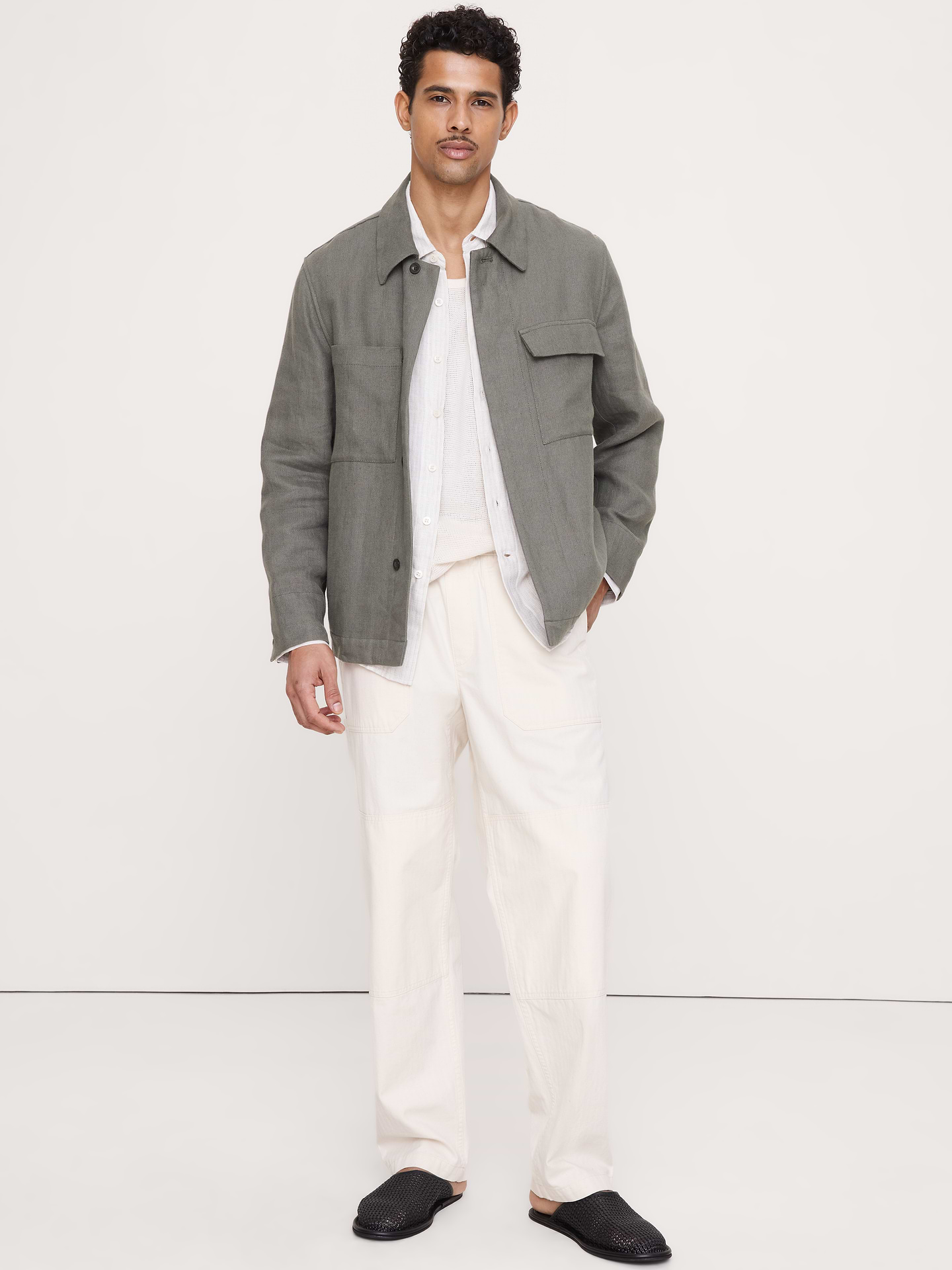 Image number 1 showing, Linen Four-Pocket Shirt Jacket