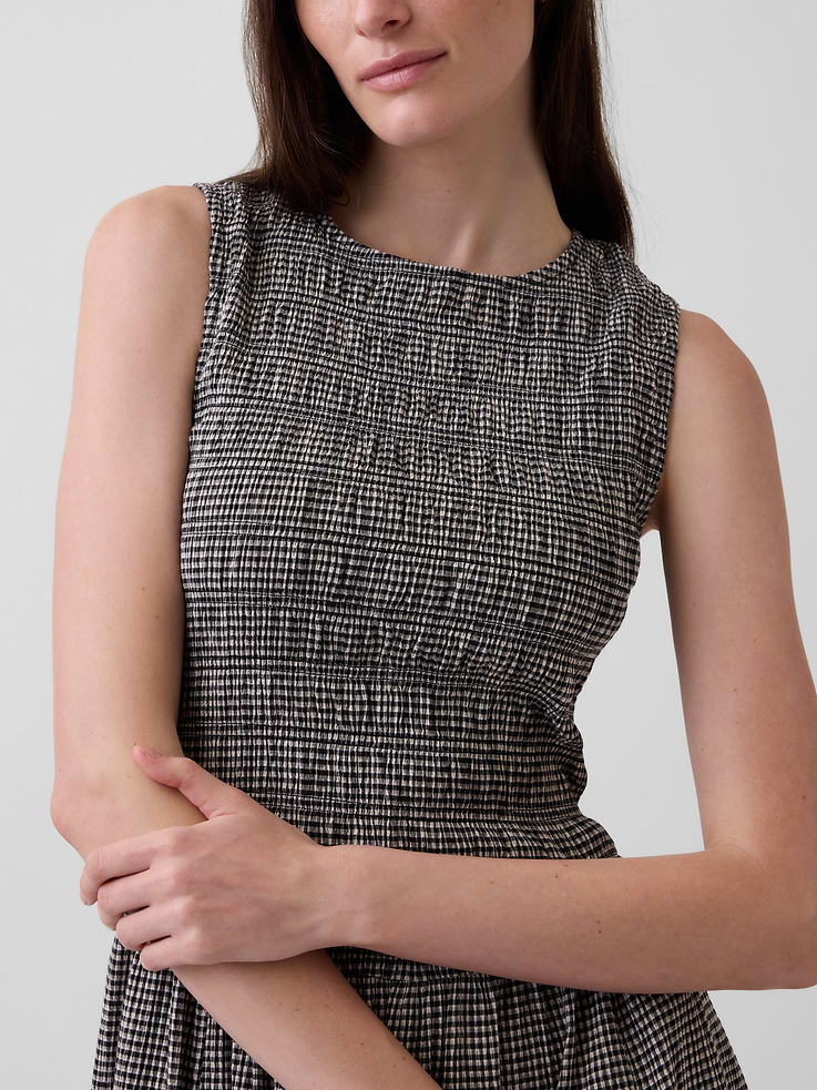 Image number 4 showing, Gingham Smocked Drop-Waist Maxi Dress