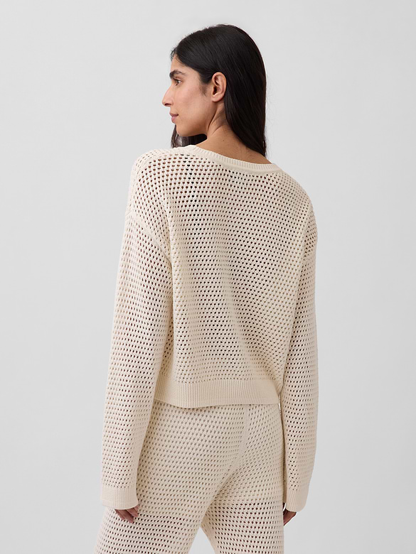 100% Cotton Crochet Relaxed Sweater