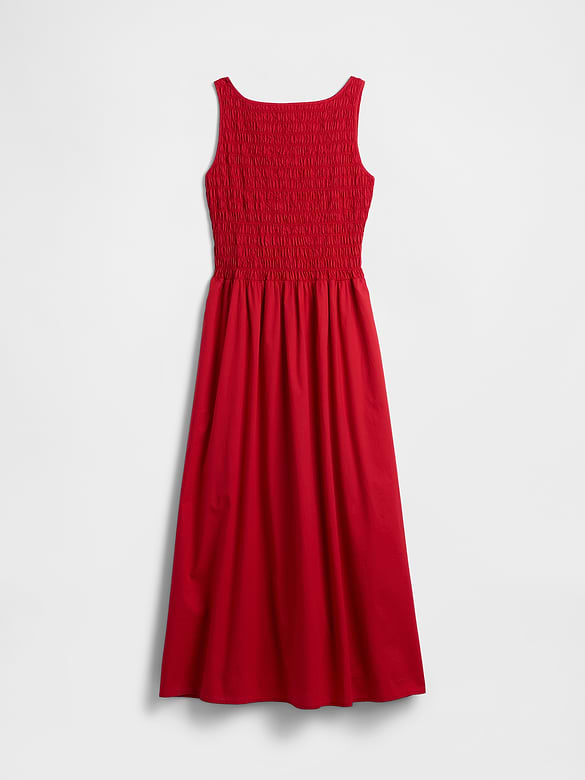 Smocked Boatneck Maxi Dress