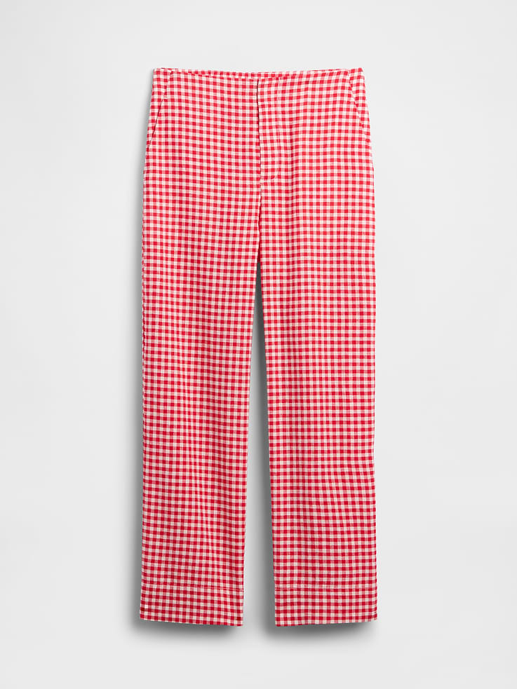 Image number 5 showing, High Rise Linen-Blend Straight Crop Pants