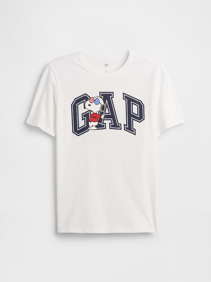 Image 1 of 3, Soft jersey knit., Short sleeves., Crewneck., Gap logo with graphic at front., Product #1175101