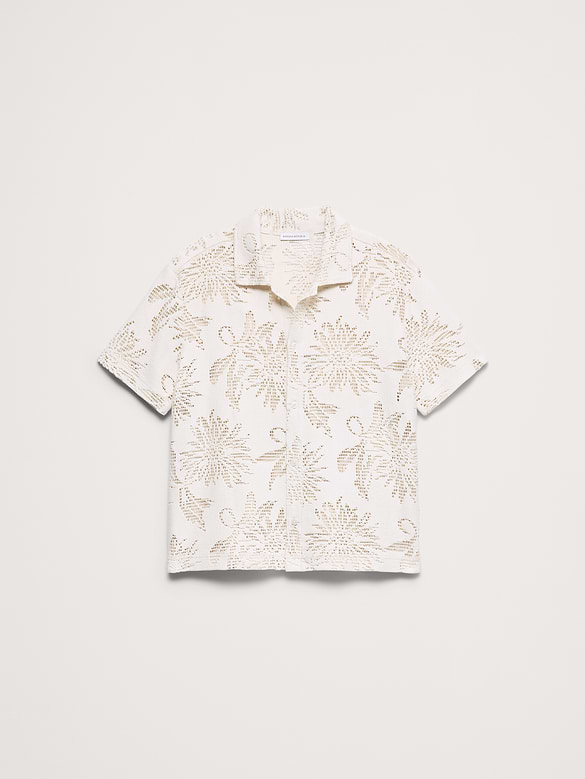 Floral Knit Button-Down Shirt